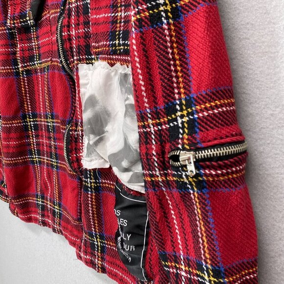 mnml Jacket Womens Large Red Plaid Shacket Punk Goth Zippers - Picture 6 of 16